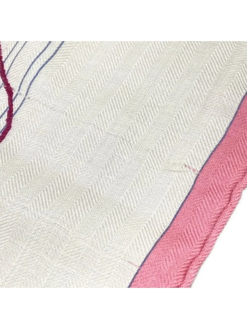 Hermes Shawl Carre 140 Ivory Navy Multi Cavalcadour Floral Pattern Cashmere